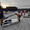 K & D techs placing AC units on roof